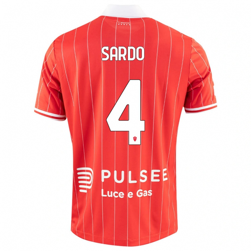 ילדים ג'קופו סרדו #4 אדום לבן ג'רזי ביתית 2025/26 חולצה קצרה
