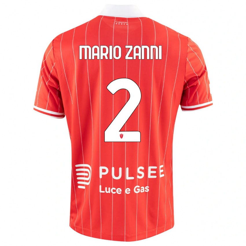 ילדים Mario Zanni #2 אדום לבן ג'רזי ביתית 2025/26 חולצה קצרה