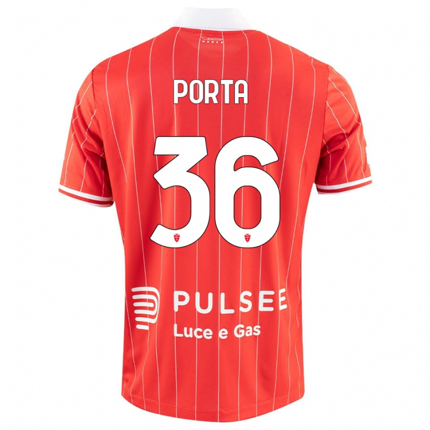 ילדים Matteo Porta #36 אדום לבן ג'רזי ביתית 2025/26 חולצה קצרה