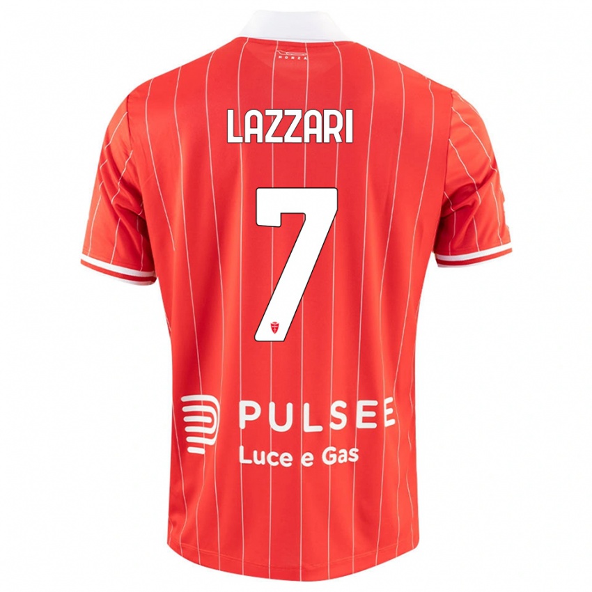 ילדים Matteo Lazzari #7 אדום לבן ג'רזי ביתית 2025/26 חולצה קצרה