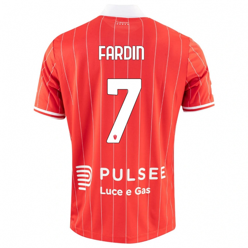 ילדים Giulio Fardin #7 אדום לבן ג'רזי ביתית 2025/26 חולצה קצרה