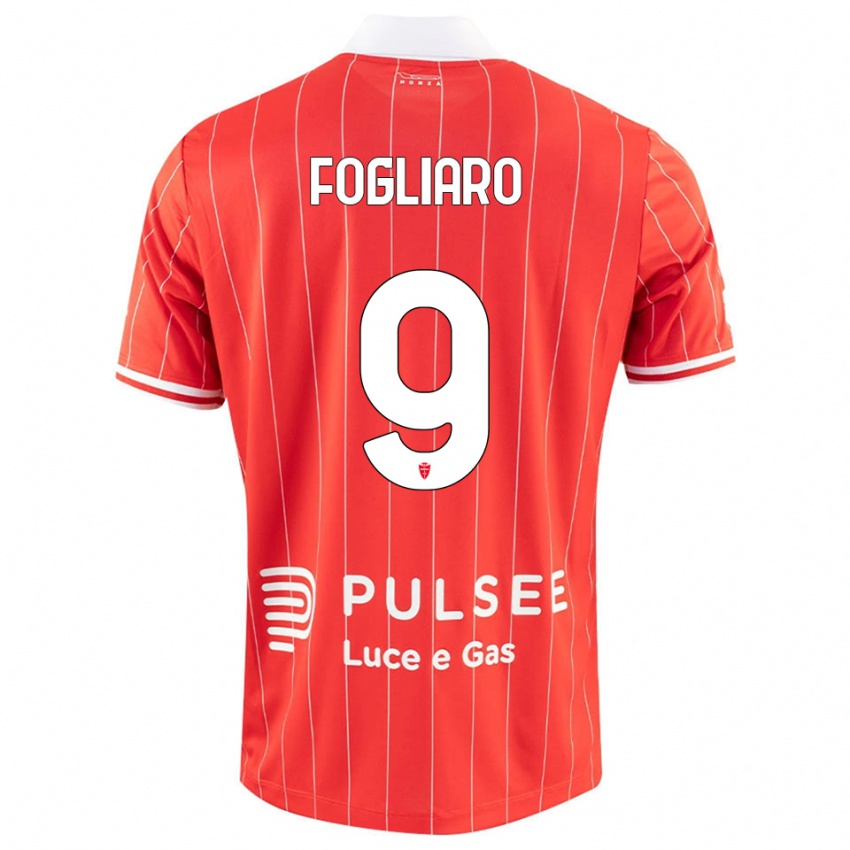 ילדים Christian Fogliaro #9 אדום לבן ג'רזי ביתית 2025/26 חולצה קצרה