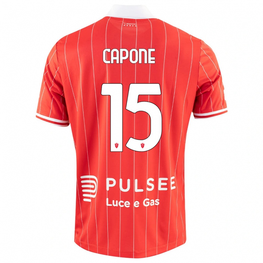 ילדים Edoardo Capone #15 אדום לבן ג'רזי ביתית 2025/26 חולצה קצרה