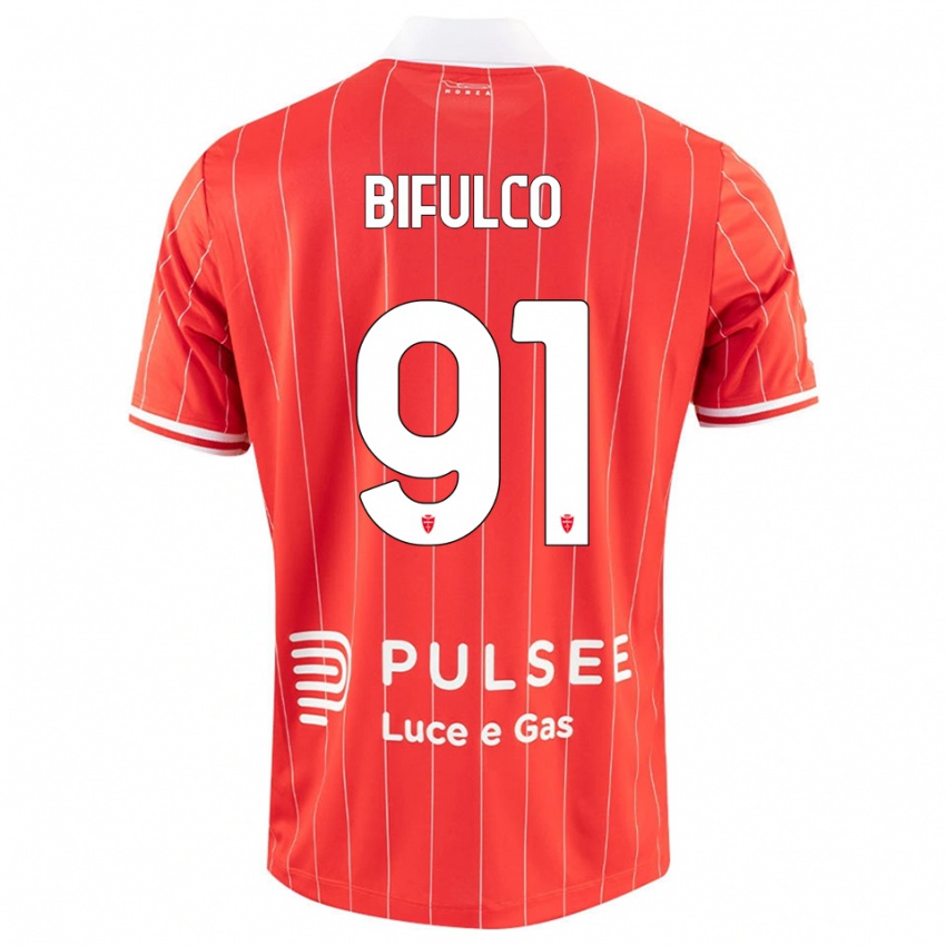 ילדים Davide Bifulco #91 אדום לבן ג'רזי ביתית 2025/26 חולצה קצרה