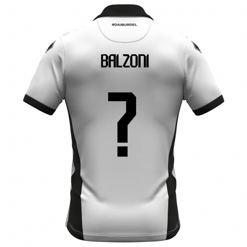 ילדים Mattia Balzoni #0 לבן שחור כתום ג'רזי ביתית 2025/26 חולצה קצרה
