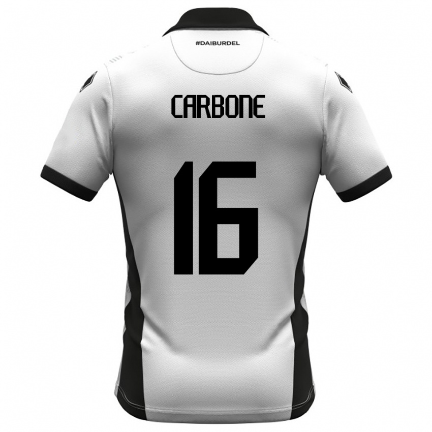 ילדים Andrea Carbone #16 לבן שחור כתום ג'רזי ביתית 2025/26 חולצה קצרה