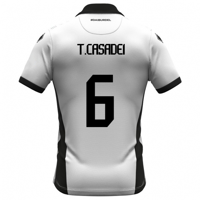 ילדים Tommaso Casadei #6 לבן שחור כתום ג'רזי ביתית 2025/26 חולצה קצרה