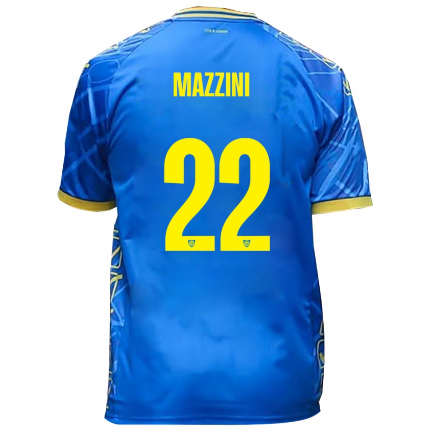 ילדים סטפנו מציני #22 כחול שמיים צהוב ג'רזי ביתית 2025/26 חולצה קצרה