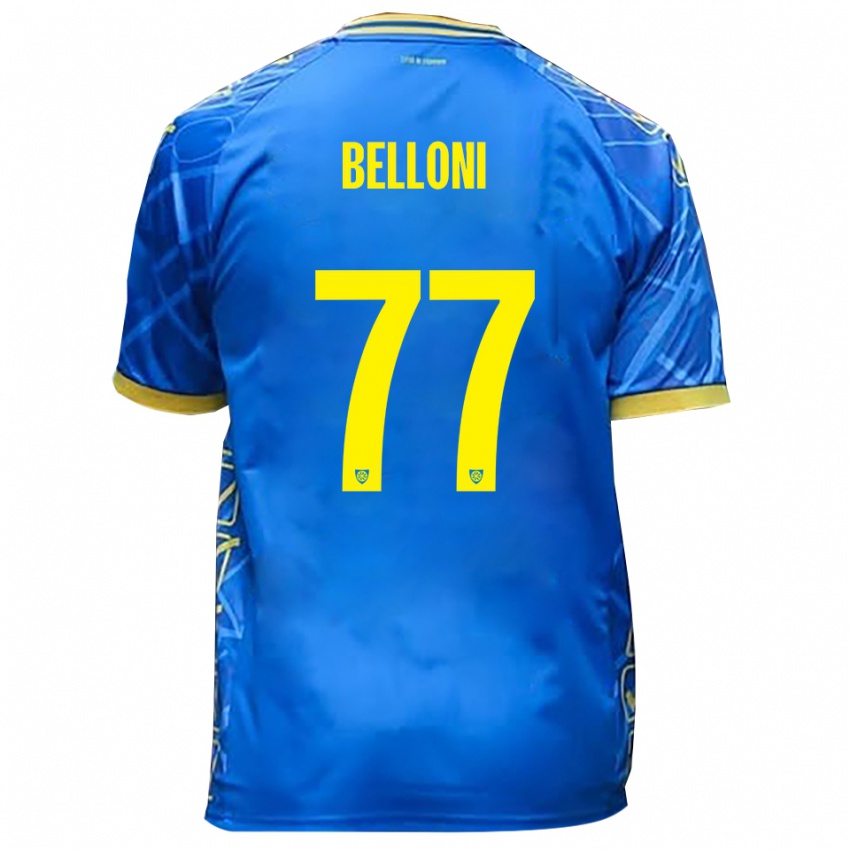 ילדים ניקולו בלוני #77 כחול שמיים צהוב ג'רזי ביתית 2025/26 חולצה קצרה