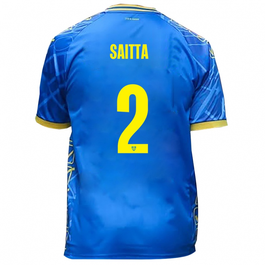 ילדים Mattia Saitta #2 כחול שמיים צהוב ג'רזי ביתית 2025/26 חולצה קצרה