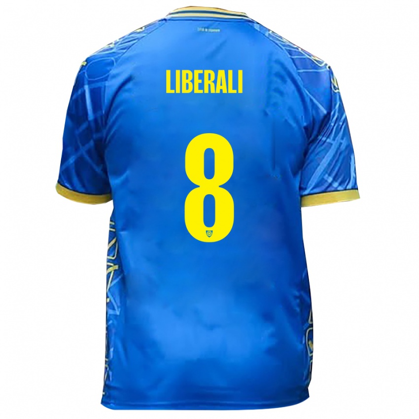 ילדים Samuele Liberali #8 כחול שמיים צהוב ג'רזי ביתית 2025/26 חולצה קצרה