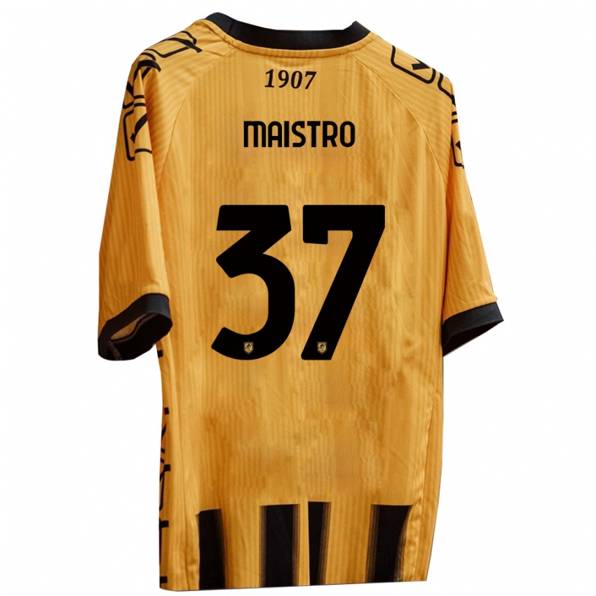 ילדים פאביו מאיסטרו #37 צהוב שחור ג'רזי ביתית 2025/26 חולצה קצרה