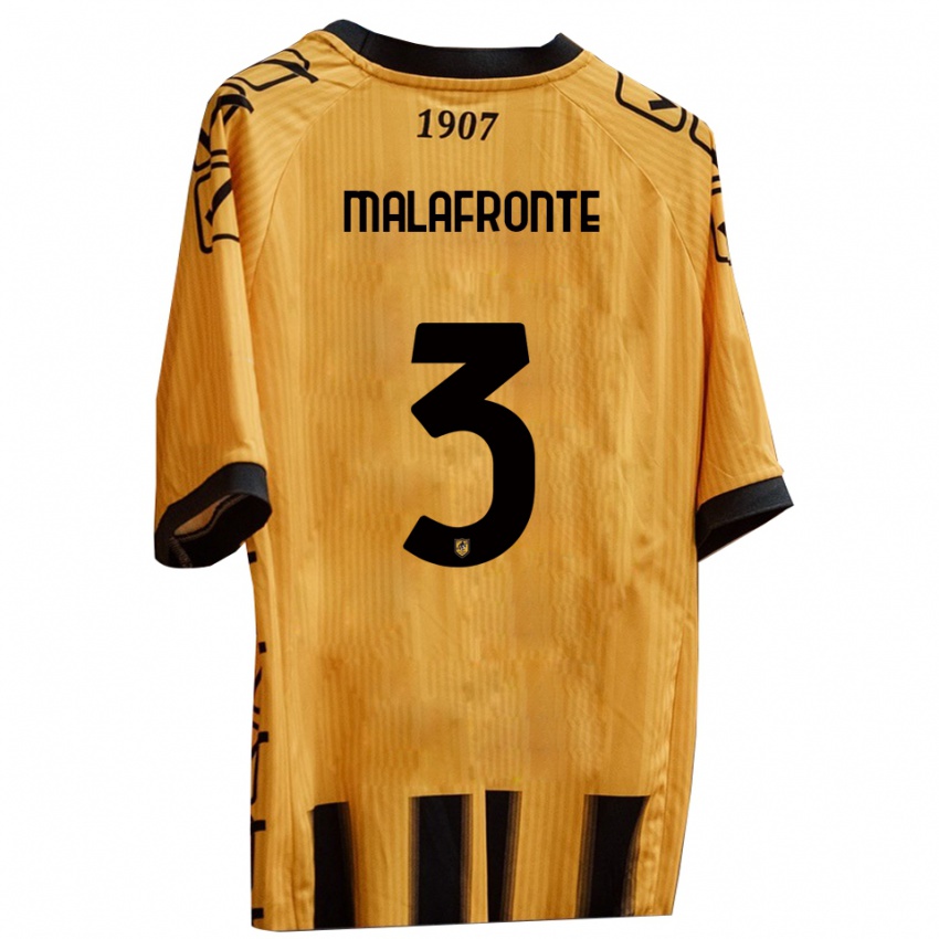 ילדים Salvatore Malafronte #3 צהוב שחור ג'רזי ביתית 2025/26 חולצה קצרה