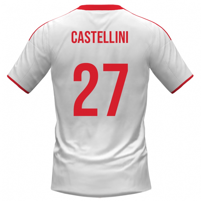 ילדים אלסיו קסטליני #27 לבן אדום ג'רזי ביתית 2025/26 חולצה קצרה