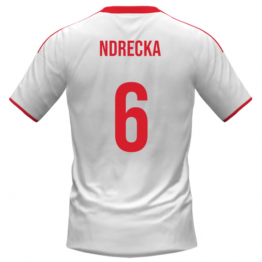 ילדים Eros Ndrecka #6 לבן אדום ג'רזי ביתית 2025/26 חולצה קצרה