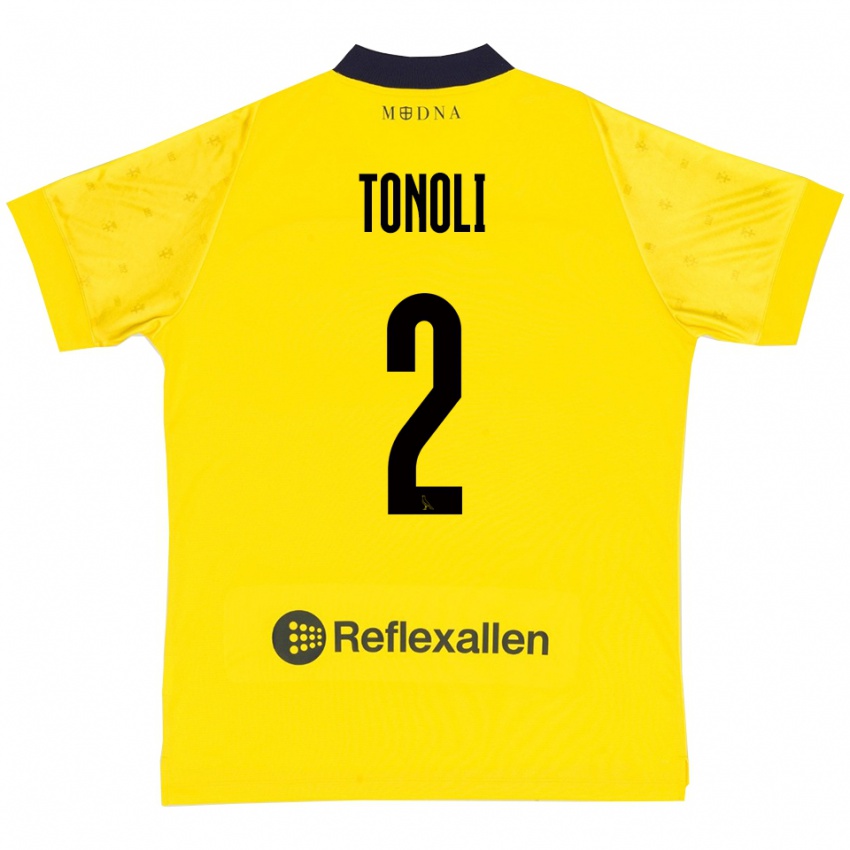 ילדים דניאל טונולי #2 צהוב כחול נייבי ג'רזי ביתית 2025/26 חולצה קצרה