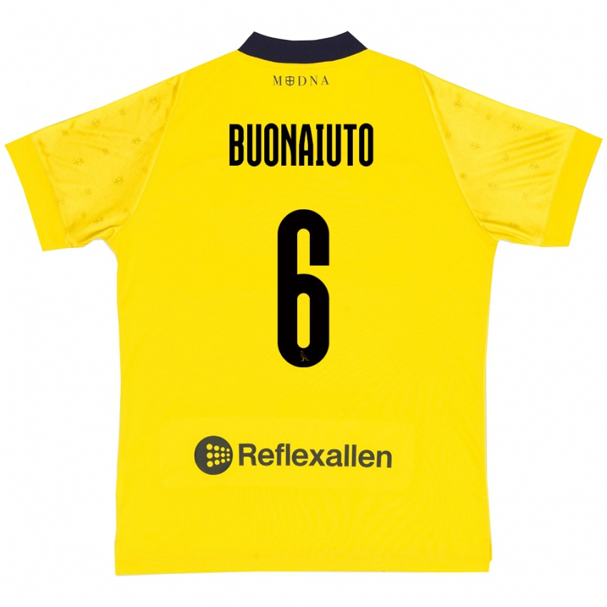 ילדים Alessandro Buonaiuto #6 צהוב כחול נייבי ג'רזי ביתית 2025/26 חולצה קצרה