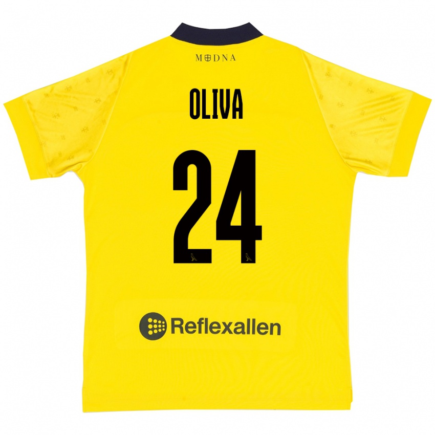 ילדים Marco Oliva #24 צהוב כחול נייבי ג'רזי ביתית 2025/26 חולצה קצרה