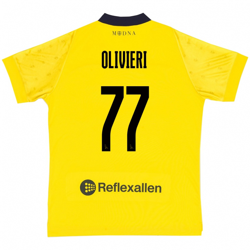 ילדים אדוארדו אוליביירי #77 צהוב כחול נייבי ג'רזי ביתית 2025/26 חולצה קצרה