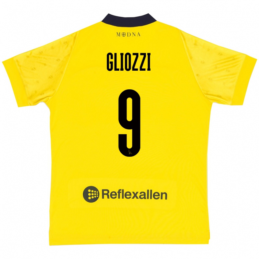 ילדים אטורה גליוצי #9 צהוב כחול נייבי ג'רזי ביתית 2025/26 חולצה קצרה