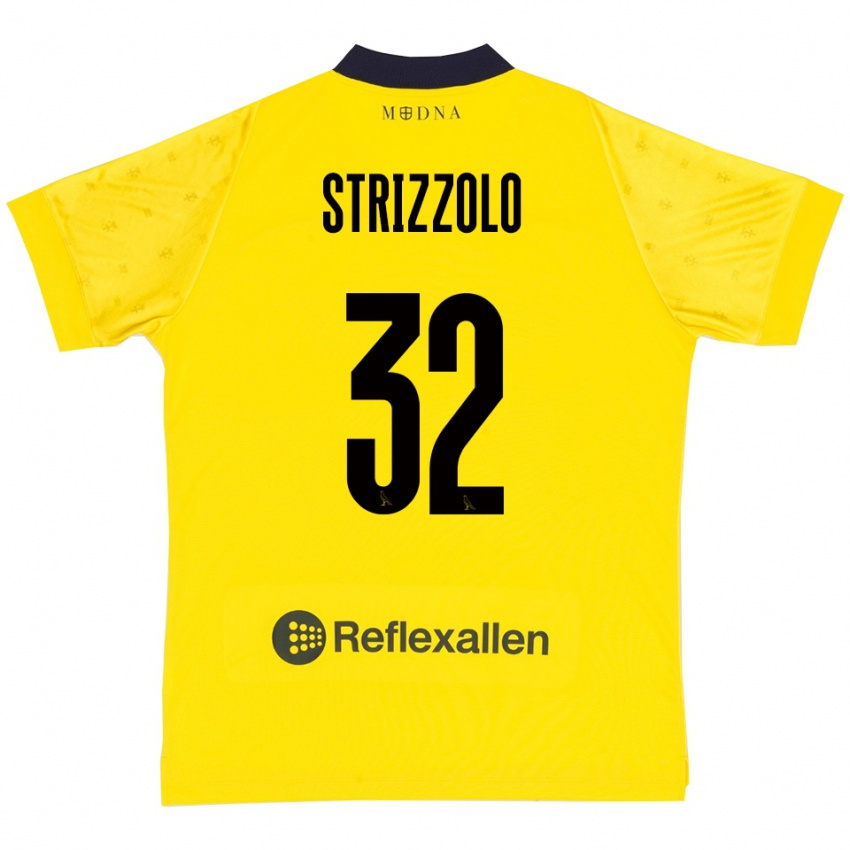 ילדים Luca Strizzolo #32 צהוב כחול נייבי ג'רזי ביתית 2025/26 חולצה קצרה