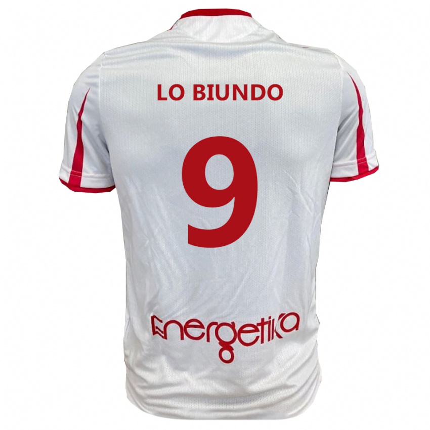 ילדים Emiliano Lo Biundo #9 לבן אדום ג'רזי ביתית 2025/26 חולצה קצרה