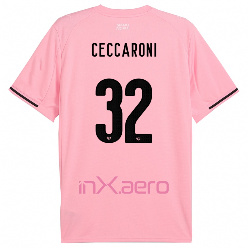 ילדים פייטרו צ'קארוני #32 ורוד שחור ג'רזי ביתית 2025/26 חולצה קצרה