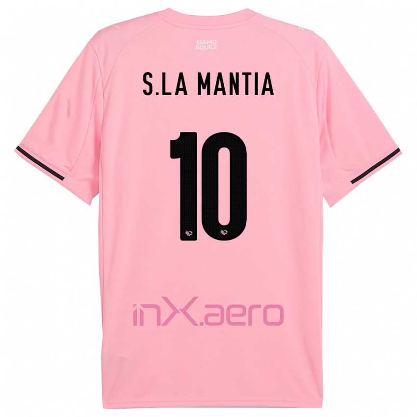 ילדים Samuele La Mantia #10 ורוד שחור ג'רזי ביתית 2025/26 חולצה קצרה