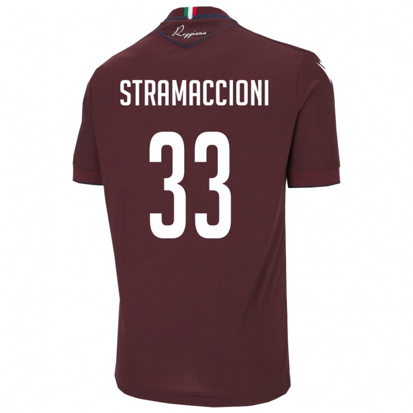ילדים Diego Stramaccioni #33 בורגונדי לבן ג'רזי ביתית 2025/26 חולצה קצרה