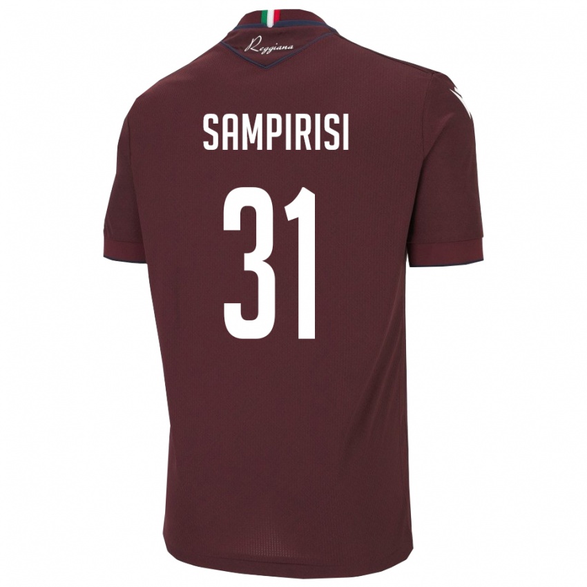 ילדים Mario Sampirisi #31 בורגונדי לבן ג'רזי ביתית 2025/26 חולצה קצרה