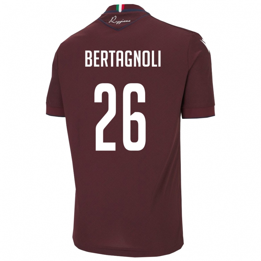 ילדים מאסימו ברטניאנולי #26 בורגונדי לבן ג'רזי ביתית 2025/26 חולצה קצרה