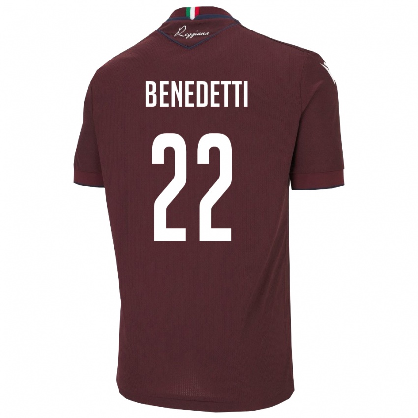 ילדים Samuele Benedetti #22 בורגונדי לבן ג'רזי ביתית 2025/26 חולצה קצרה