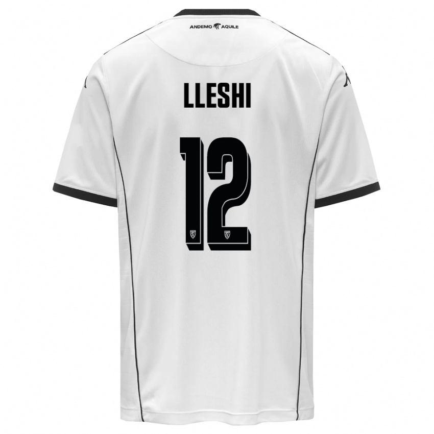 ילדים Leonardo Lleshi #12 לבן שחור ג'רזי ביתית 2025/26 חולצה קצרה