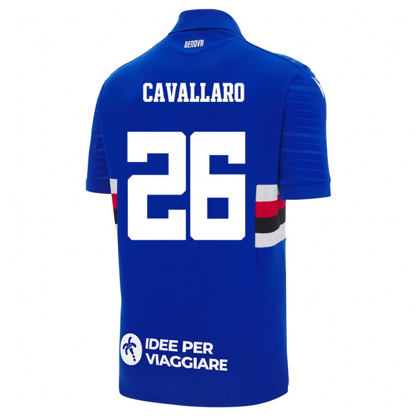 ילדים Michele Cavallaro #26 כחול לבן ג'רזי ביתית 2025/26 חולצה קצרה