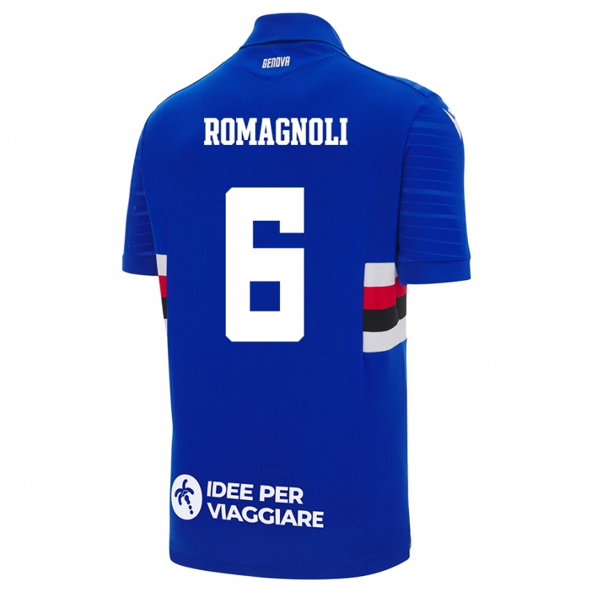 ילדים סימונה רומניולי #6 כחול לבן ג'רזי ביתית 2025/26 חולצה קצרה