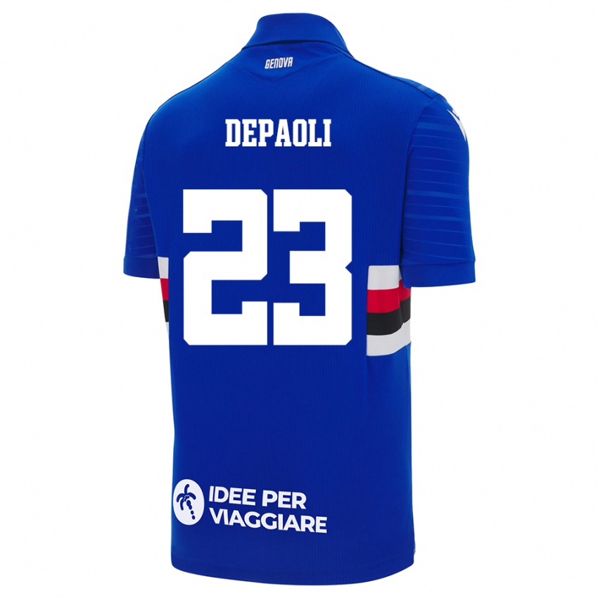 ילדים פאביו דפאולי #23 כחול לבן ג'רזי ביתית 2025/26 חולצה קצרה