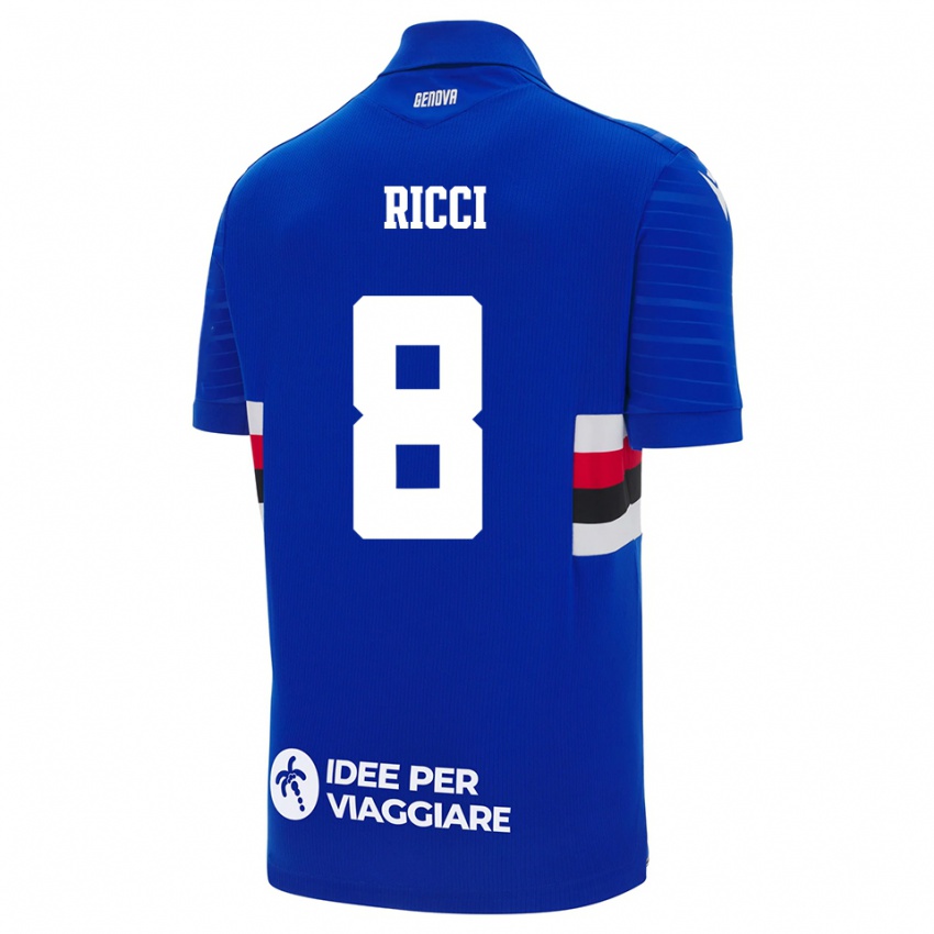 ילדים Matteo Ricci #8 כחול לבן ג'רזי ביתית 2025/26 חולצה קצרה