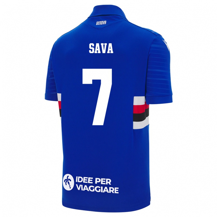 ילדים סמואלה סאווה #7 כחול לבן ג'רזי ביתית 2025/26 חולצה קצרה