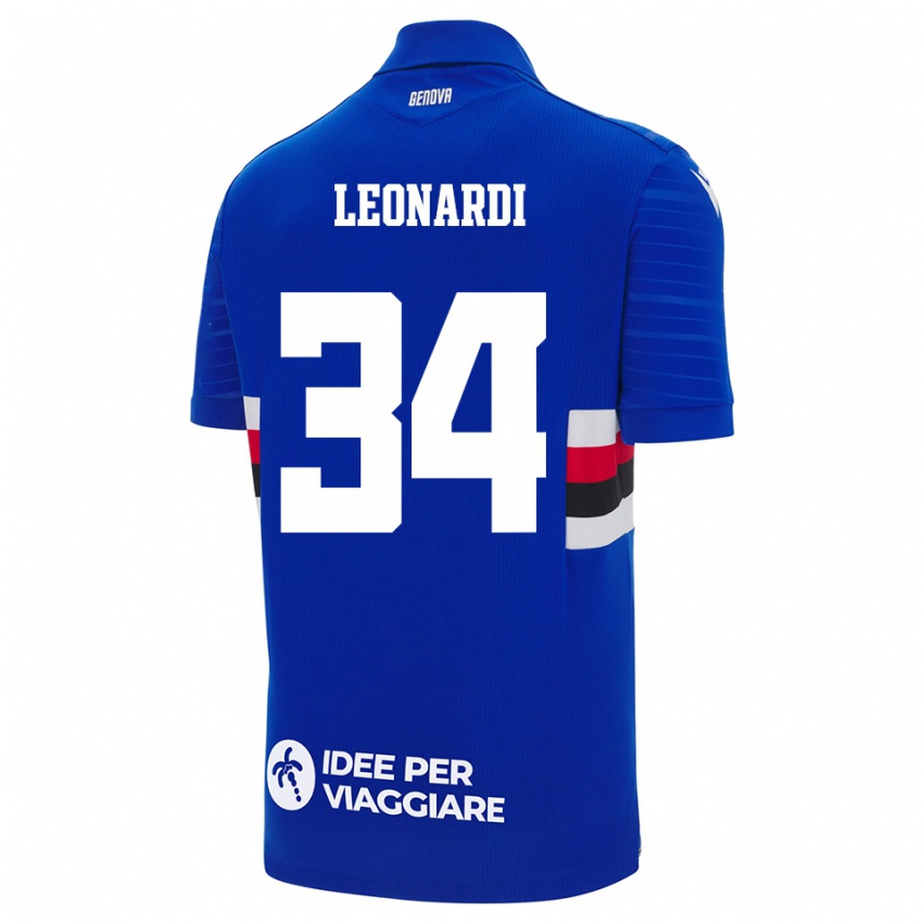 ילדים סימונה לאונרדי #34 כחול לבן ג'רזי ביתית 2025/26 חולצה קצרה
