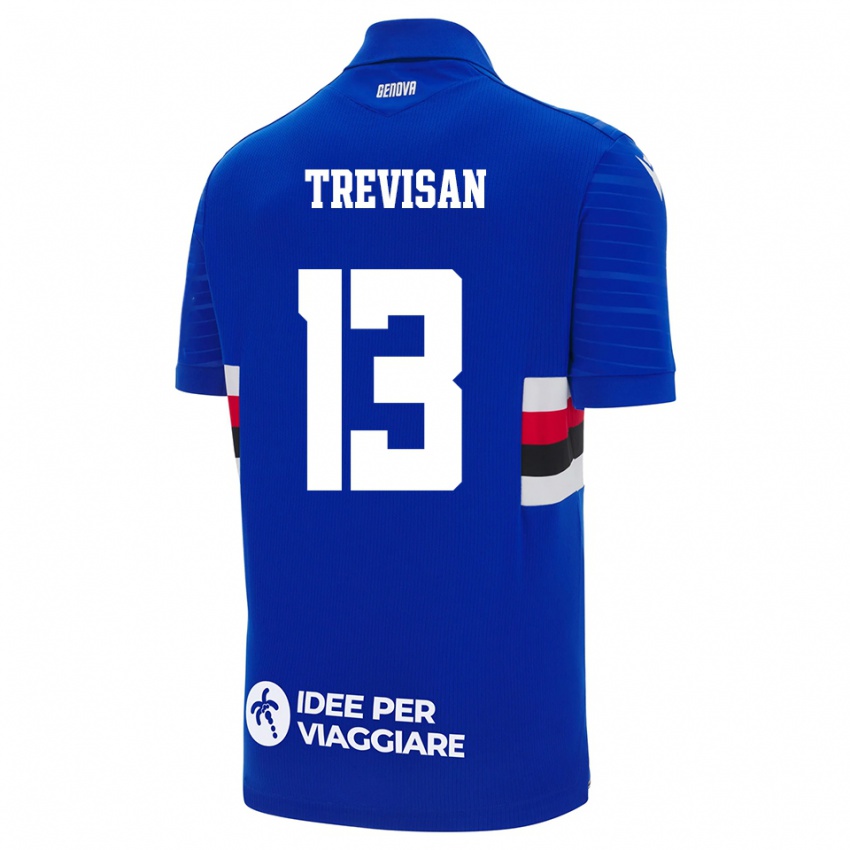 ילדים Davide Trevisan #13 כחול לבן ג'רזי ביתית 2025/26 חולצה קצרה