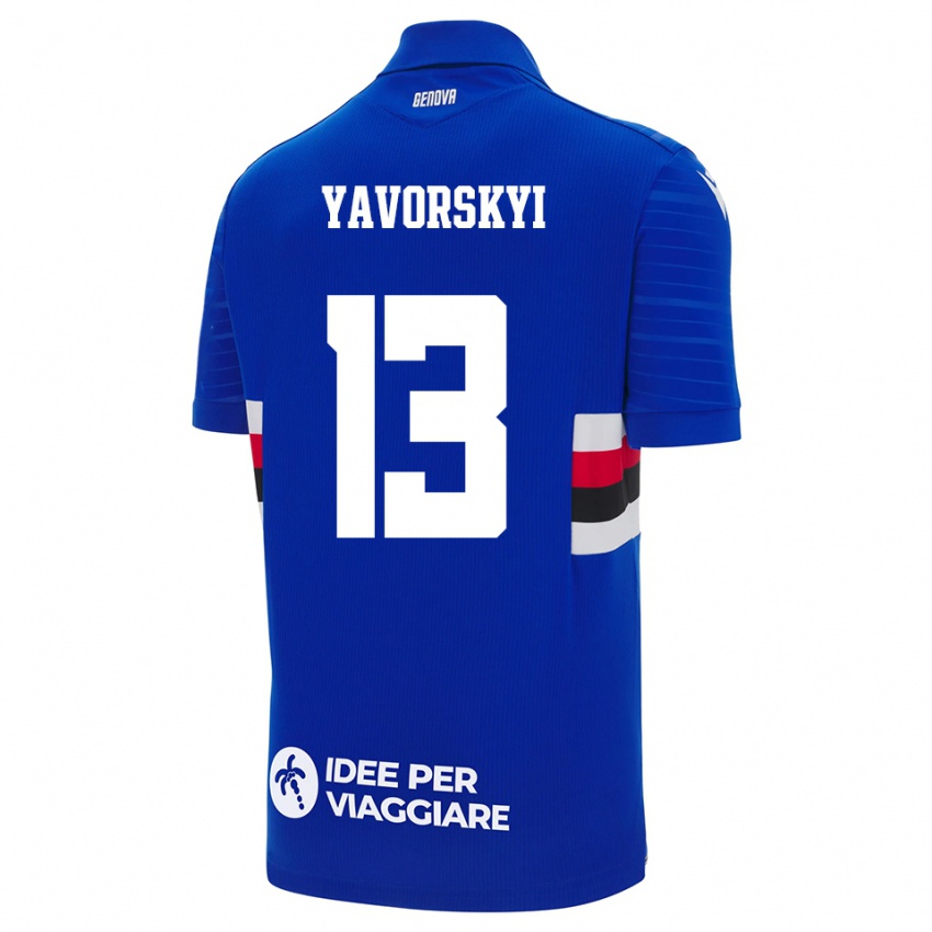 ילדים Vladyslav Yavorskyi #13 כחול לבן ג'רזי ביתית 2025/26 חולצה קצרה