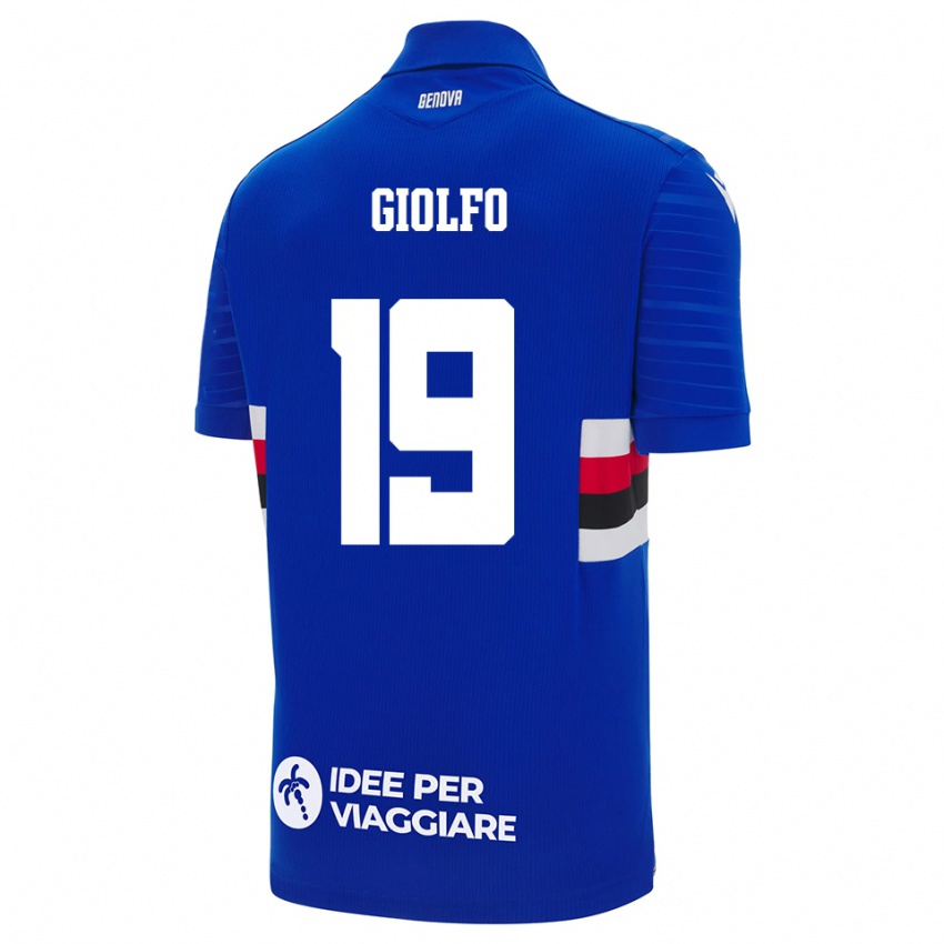 ילדים Matteo Giolfo #19 כחול לבן ג'רזי ביתית 2025/26 חולצה קצרה