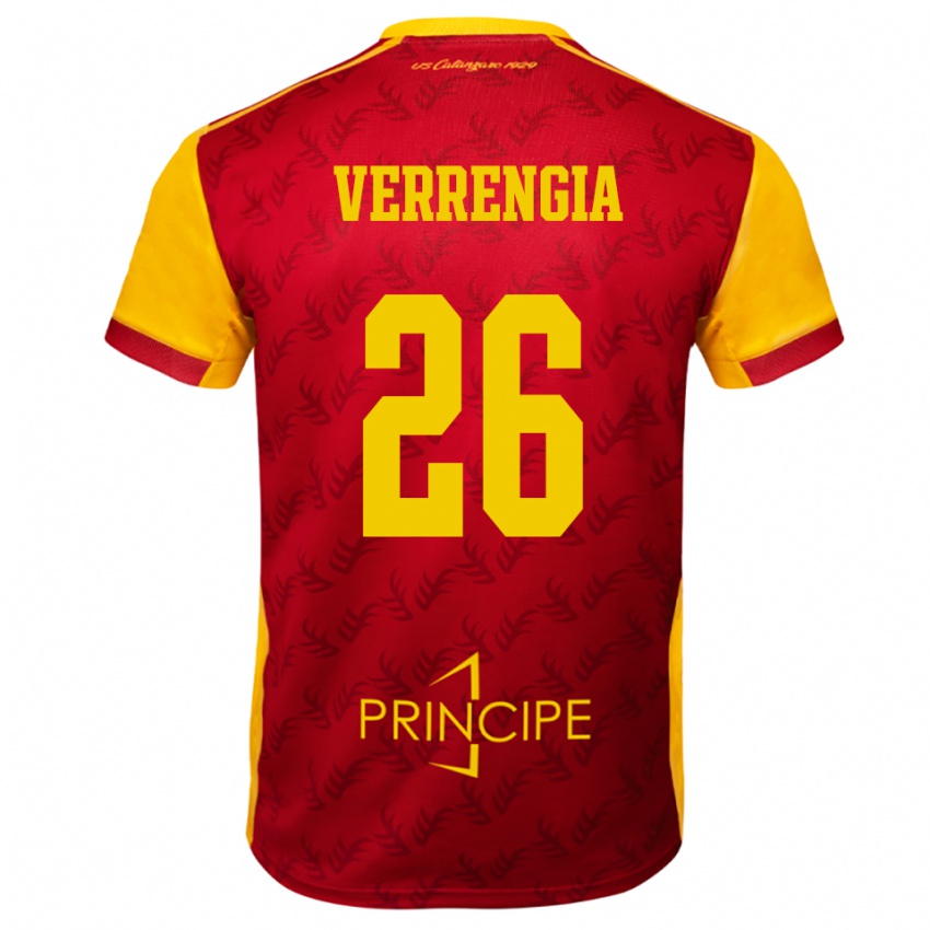 ילדים Bruno Verrengia #26 צהוב אדום ג'רזי ביתית 2025/26 חולצה קצרה