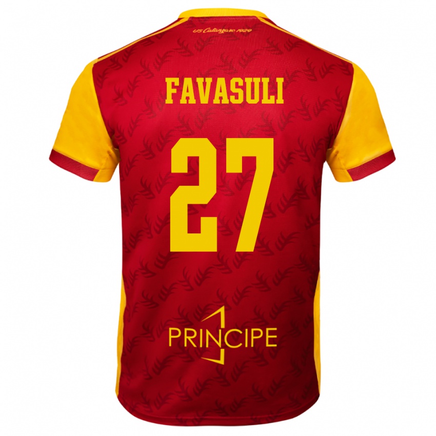 ילדים קוסטנטינו פבאסולי #27 צהוב אדום ג'רזי ביתית 2025/26 חולצה קצרה