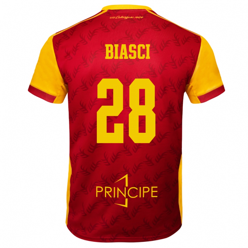 ילדים טומאסו ביאשי #28 צהוב אדום ג'רזי ביתית 2025/26 חולצה קצרה