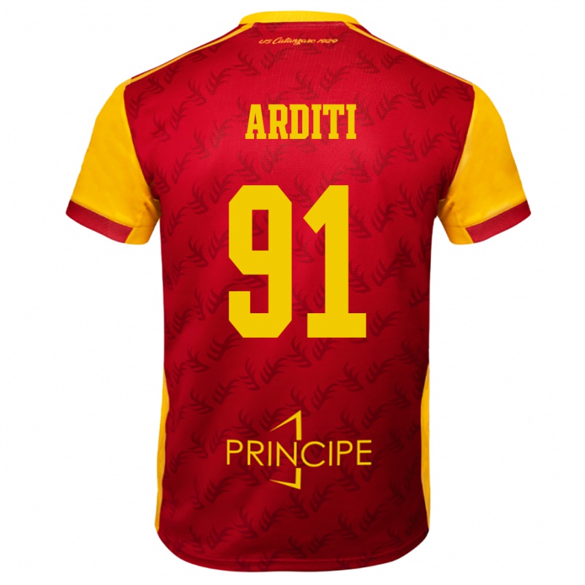 ילדים גבריאל ארדיטי #91 צהוב אדום ג'רזי ביתית 2025/26 חולצה קצרה