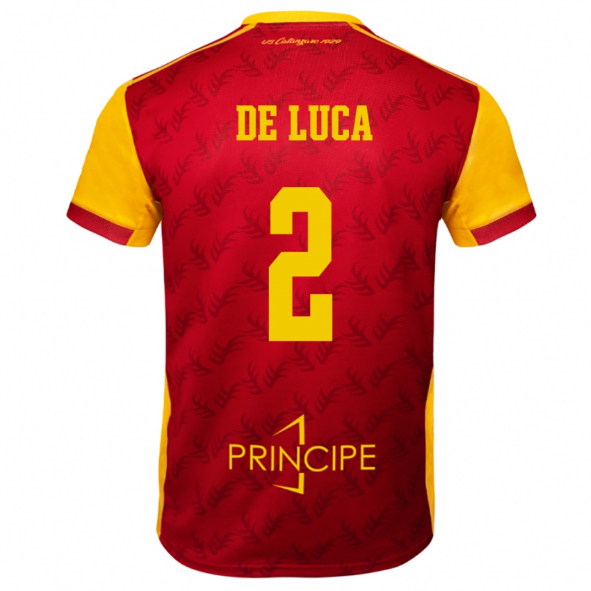 ילדים Gabriele De Luca #2 צהוב אדום ג'רזי ביתית 2025/26 חולצה קצרה