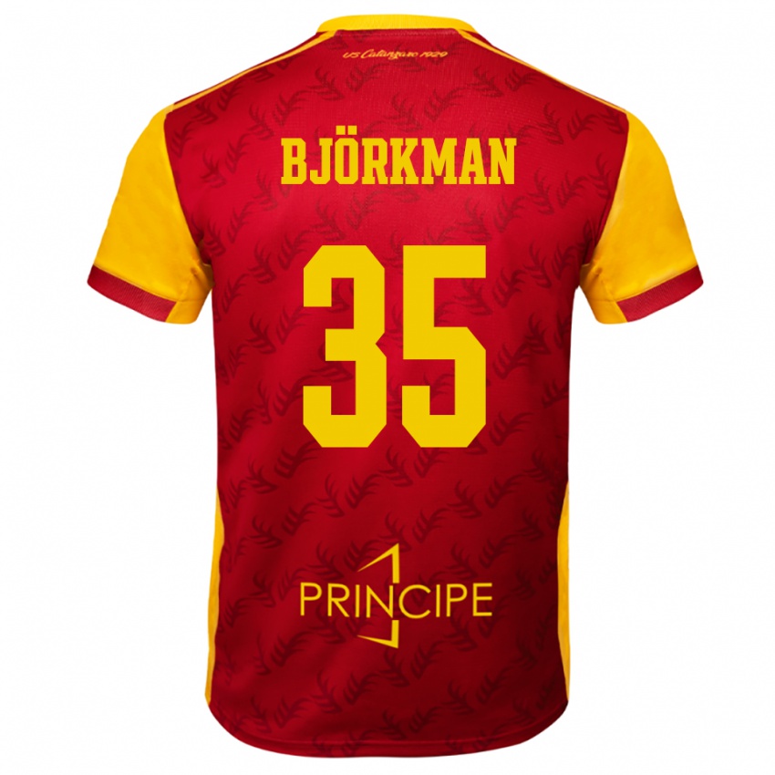 ילדים Robin Björkman #35 צהוב אדום ג'רזי ביתית 2025/26 חולצה קצרה