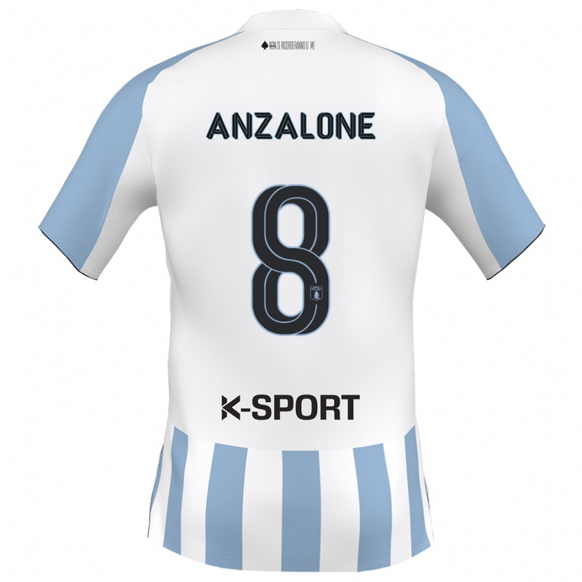 ילדים Mattia Anzalone #8 לבן כחול שמיים ג'רזי ביתית 2025/26 חולצה קצרה