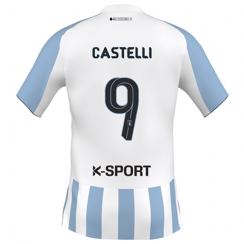 ילדים דוידה קסטלי #9 לבן כחול שמיים ג'רזי ביתית 2025/26 חולצה קצרה